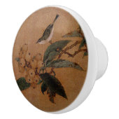 Silvereye vogel met loquat fruit Chinese kunst Keramische Knop (Rechts)