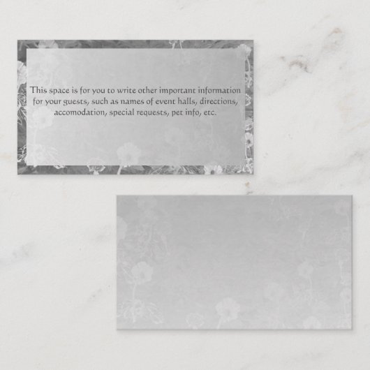 SilverFloralWedding Extra informatie Bijgebouw Kaa Informatiekaartje (Voorkant / Achterkant)