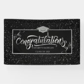 SilverGlitter Afstuderen Pet, Confetti Black Spandoek (Horizontaal)