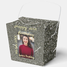 Silverglitter foto 20e verjaardag naam toevoegen d bedankdoosjes