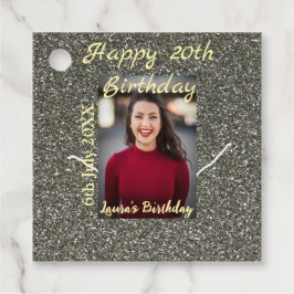 Silverglitter foto 20e verjaardag naam toevoegen d bedankjes labels