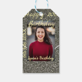 Silverglitter foto 20e verjaardag naam toevoegen d cadeaulabel