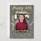 Silverglitter foto 20e verjaardag naam toevoegen d feestdagenkaart (Achterkant)