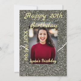 Silverglitter foto 20e verjaardag naam toevoegen d feestdagenkaart