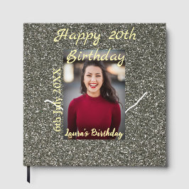 Silverglitter foto 20e verjaardag naam toevoegen d gastenboek