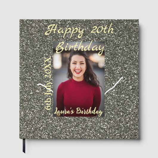 Silverglitter foto 20e verjaardag naam toevoegen d gastenboek (Voorkant)