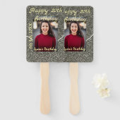 Silverglitter foto 20e verjaardag naam toevoegen d handwaaier (Voorkant en achterkant)