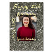 Silverglitter foto 20e verjaardag naam toevoegen d kaart (Achterkant)