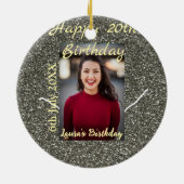 Silverglitter foto 20e verjaardag naam toevoegen d keramisch ornament (Achterkant)