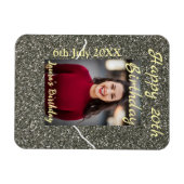 Silverglitter foto 20e verjaardag naam toevoegen d magneet (Horizontaal)