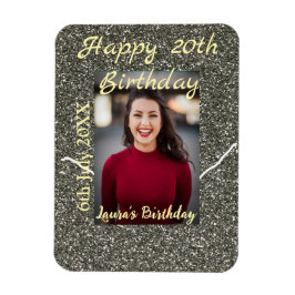 Silverglitter foto 20e verjaardag naam toevoegen d magneet