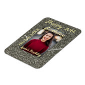 Silverglitter foto 20e verjaardag naam toevoegen d magneet (Linkerzijde)