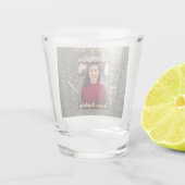 Silverglitter foto 20e verjaardag naam toevoegen d shot glas (Achterkant)