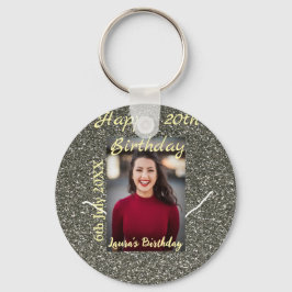 Silverglitter foto 20e verjaardag naam toevoegen d sleutelhanger