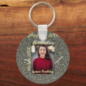Silverglitter foto 20e verjaardag naam toevoegen d sleutelhanger (Achterkant)