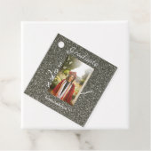 Silverglitter foto afstuderen naam klasse tekst to bedankjes labels (In situ)