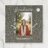 Silverglitter foto afstuderen naam klasse tekst to bedankjes labels (Achterkant)