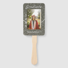 Silverglitter foto afstuderen naam klasse tekst to handwaaier