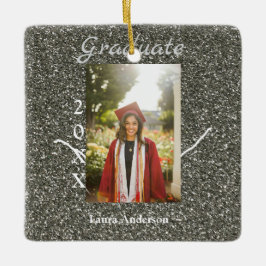 Silverglitter foto afstuderen naam klasse tekst to keramisch ornament