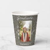 Silverglitter foto afstuderen naam klasse tekst to papieren bekers (Achterkant)
