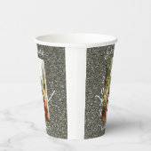 Silverglitter foto afstuderen naam klasse tekst to papieren bekers (Rechts)