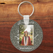 Silverglitter foto afstuderen naam klasse tekst to sleutelhanger (Voorkant)