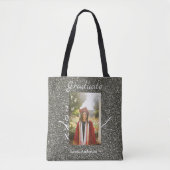 Silverglitter foto afstuderen naam klasse tekst to tote bag (Voorkant)