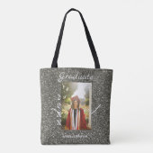 Silverglitter foto afstuderen naam klasse tekst to tote bag (Achterkant)
