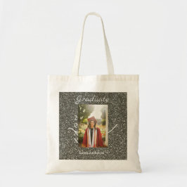 Silverglitter foto afstuderen naam klasse tekst to tote bag