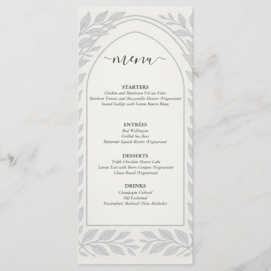 Silverleaf Elven Wedding - Leaf Border Wedding Menu (Voorkant)