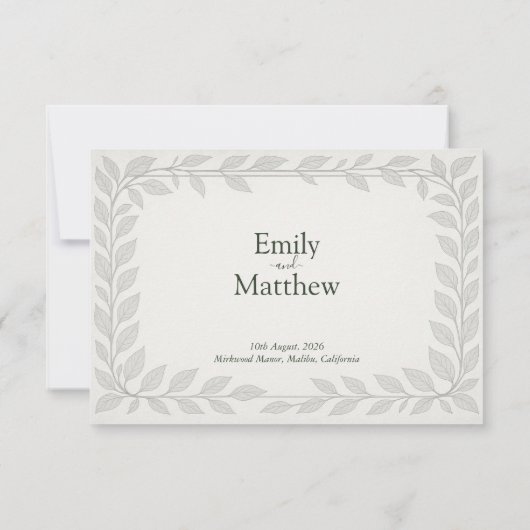 Silverleaf Elven Wedding – Leaf Reply Design Bedankkaart (Achterkant)