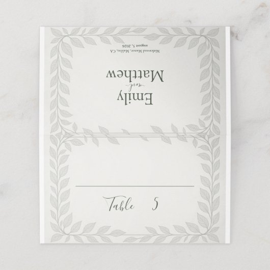 Silverleaf Elven Wedding – Leaf Wedding Plaatskaartje (Buitenkant ongevouwen)