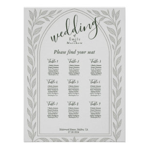 Silverleaf Elven Wedding Seating Chart Perfect Poster