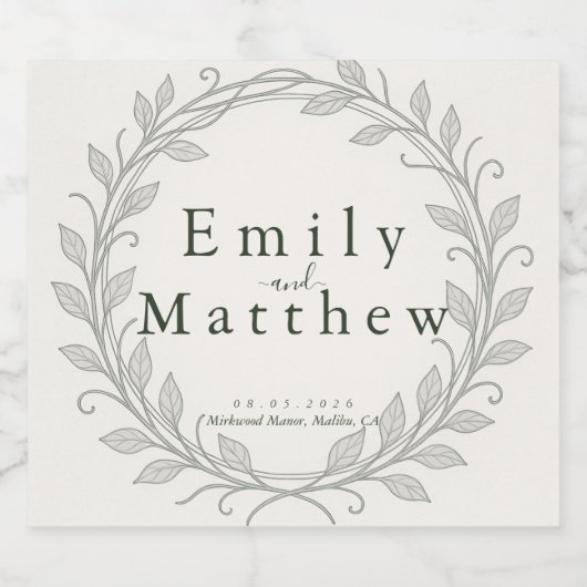 Silverleaf Elven Wedding Sparkling Wijnetiket (Enkel label)