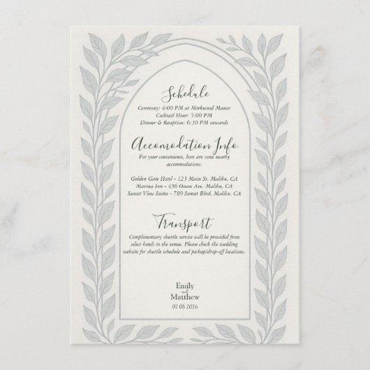 Silverleaf Elven Wedding – Woodland Theme Informatiekaartje (Voorkant)
