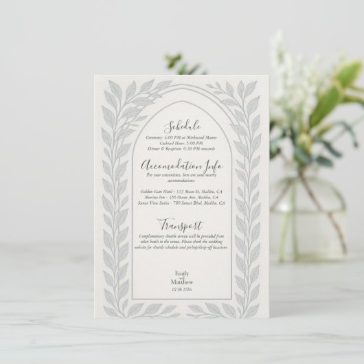 Silverleaf Elven Wedding – Woodland Theme Informatiekaartje (Staand voorkant)