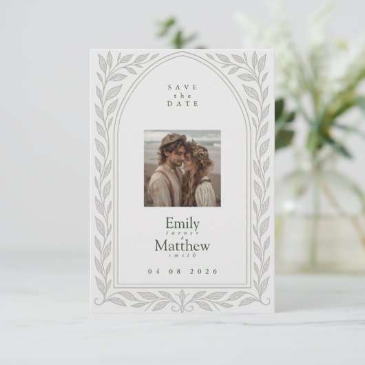 Silverleaf Elven Wedding – Woodland Theme Save The Date (Staand voorkant)