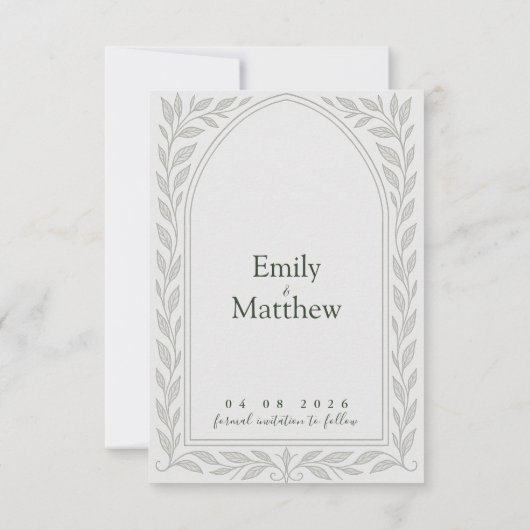 Silverleaf Elven Wedding – Woodland Theme Save The Date (Achterkant)