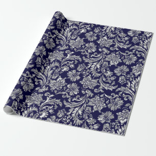 Silvers en Midnight Blue Damkers Cadeaupapier