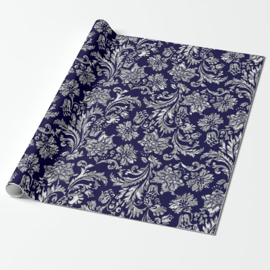 Silvers en Midnight Blue Damkers Cadeaupapier (Uitgerold)