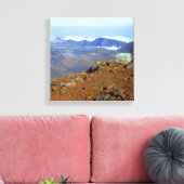 Silversword op de rand van de krater Haleakala van Canvas Afdruk (Insitu (Woonkamer))