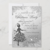 SilverTree Branches, Girl Corporate Kerstparty Kaart (Voorkant)