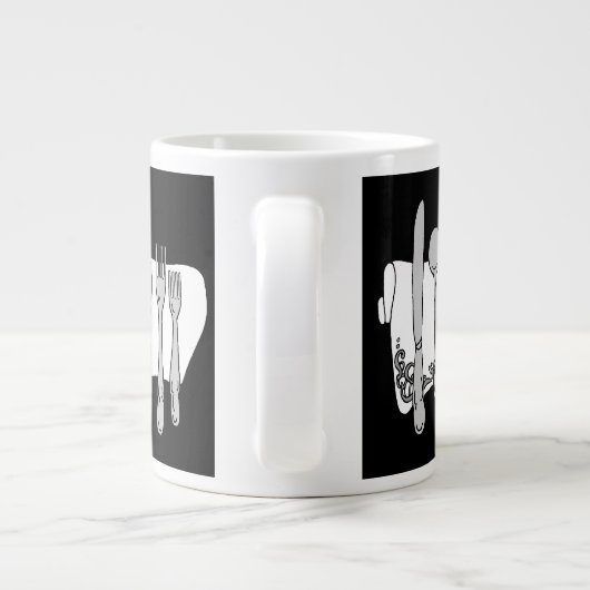 Silverware Black White Design Grote Koffiekop (Achterkant)