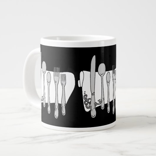 Silverware Black White Design Grote Koffiekop (Links)