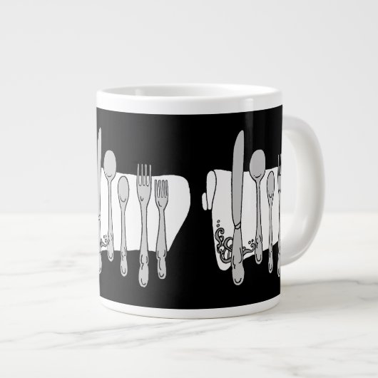 Silverware Black White Design Grote Koffiekop (Voorkant rechts)