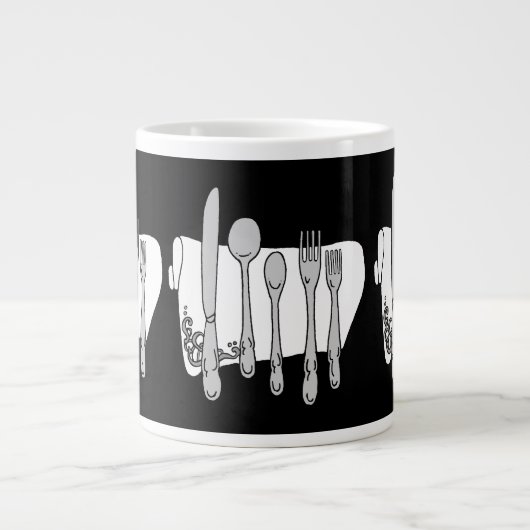 Silverware Black White Design Grote Koffiekop (Voorkant)