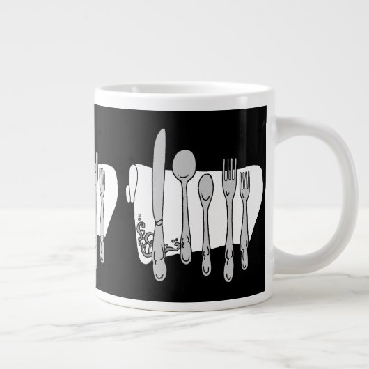 Silverware Black White Design Grote Koffiekop (Rechts)