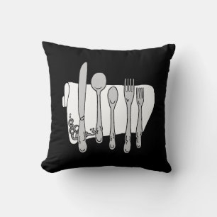 Silverware Black White Design Kussen