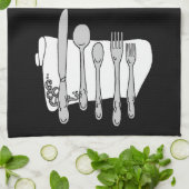 Silverware Black White Design Theedoek (Gevouwen)