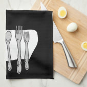 Silverware Black White Design Theedoek (Quarter Fold)